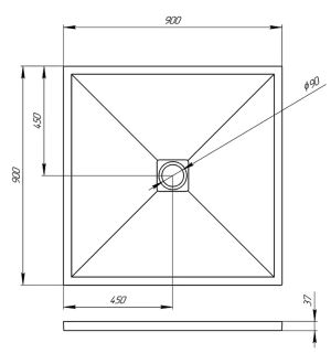 Душевой поддон из искусственного камня Veconi Tezeo 90x90 TZW20B-90-R1 Черный